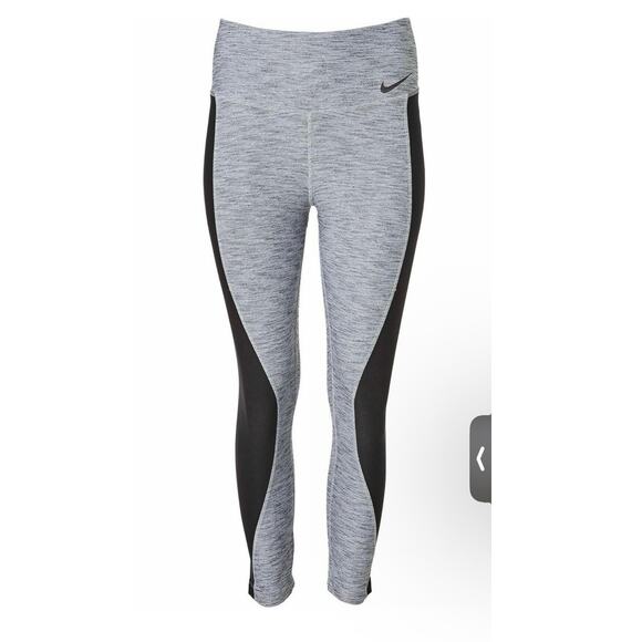 Nike Dri-FIT Gray Black Colorblock Leggings Cropped Women’s Small Athleisure - Picture 3 of 7